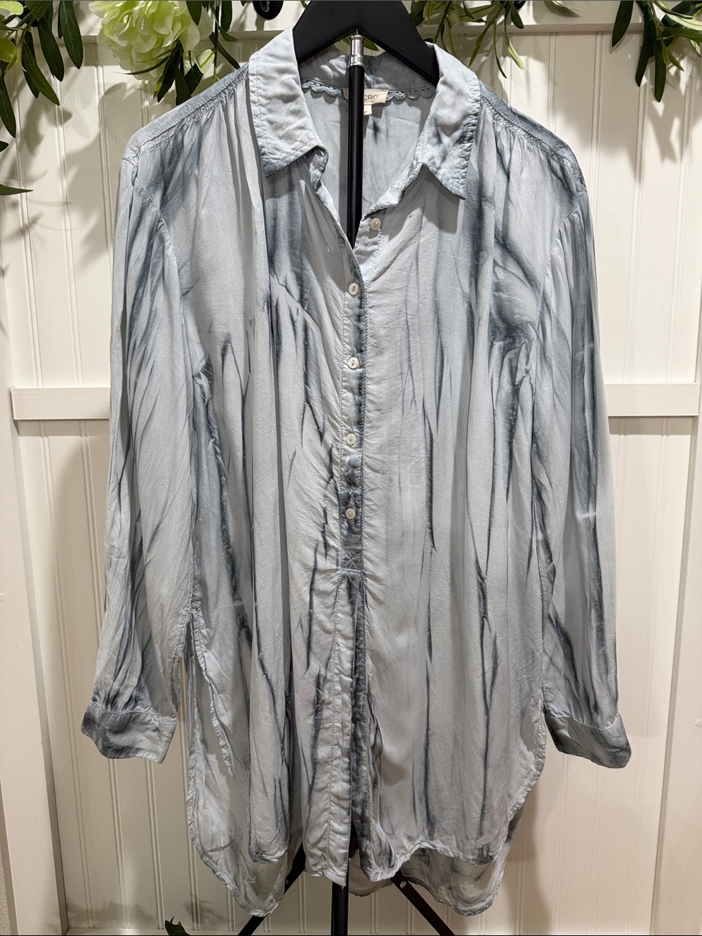 #1030 Anthropologie PILCRO Light Blue Washed Button-Front Oversized Tunic